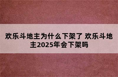 欢乐斗地主为什么下架了 欢乐斗地主2025年会下架吗